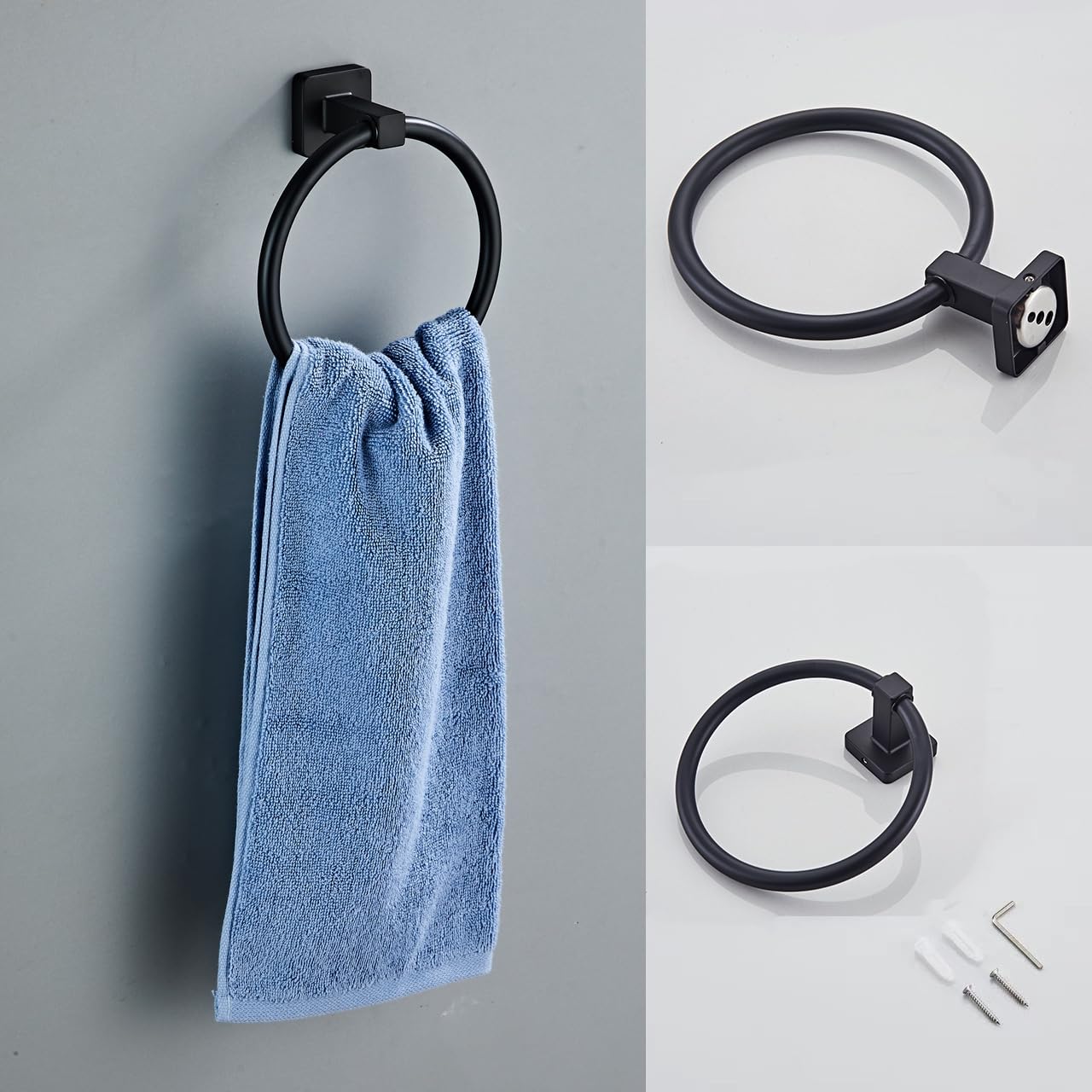 Bathroom Hardware Set 4 Pieces,Towel Bar Set Stainless Steel Wall Mounted, Includes 16In Hand Towel Bar, Towel Ring, Robe Towel Hooks,Toilet Paper Holder, Bathroom Towel Rack Set
