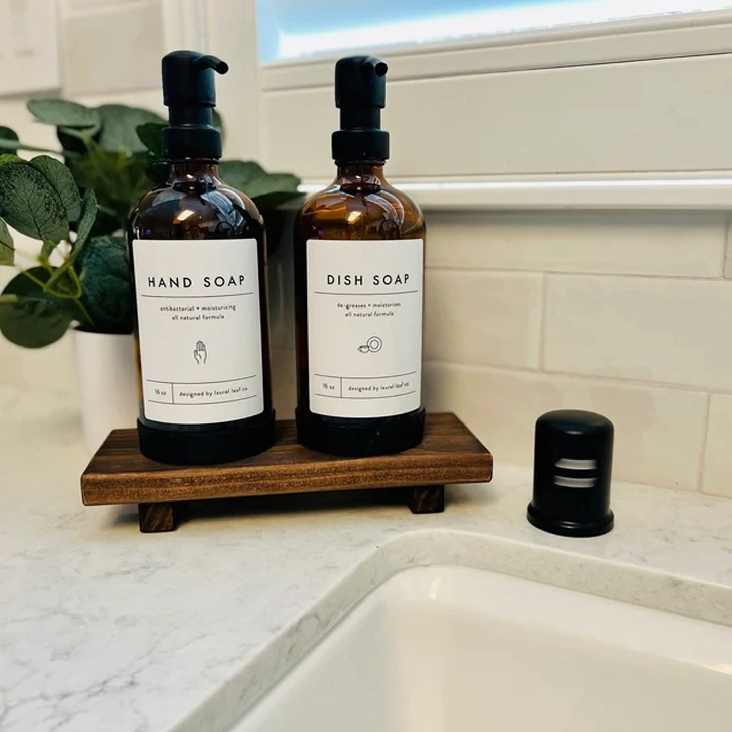 Wood Pedestal Soap Stand, Farmhouse Wood Riser, Soap Dish Holder Decor for Bathroom Kitchen, Soap Tray, Rustic Candle Plant Holder, Counter Decor, Modern Display Bottles Decorative…