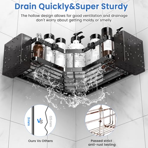 PKBD Corner Shower Caddy,Rustproof Stainless Steel Suction Washroom Accessories