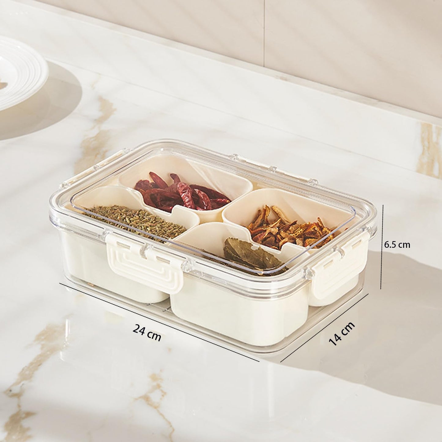 ZEENING Divided Clear Snack Serving Tray with Lid & Handle, Snackle Box Charcuterie Board Container Storage Organizer for Fruit, Candy, Veggie, Nuts & Snacks, Perfect for Party, Travel, & Picnic