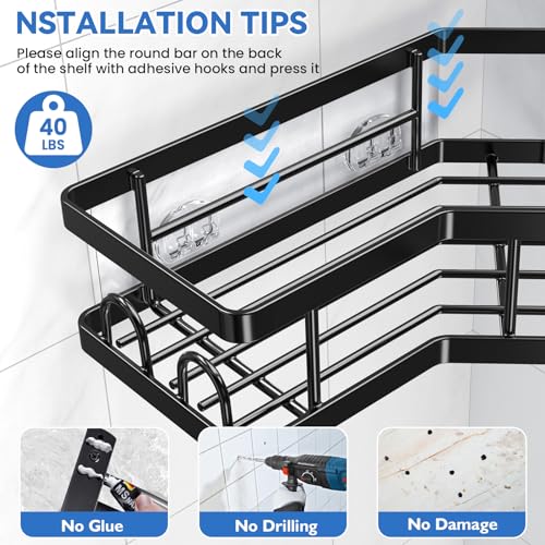 PKBD Corner Shower Caddy,Rustproof Stainless Steel Suction Washroom Accessories