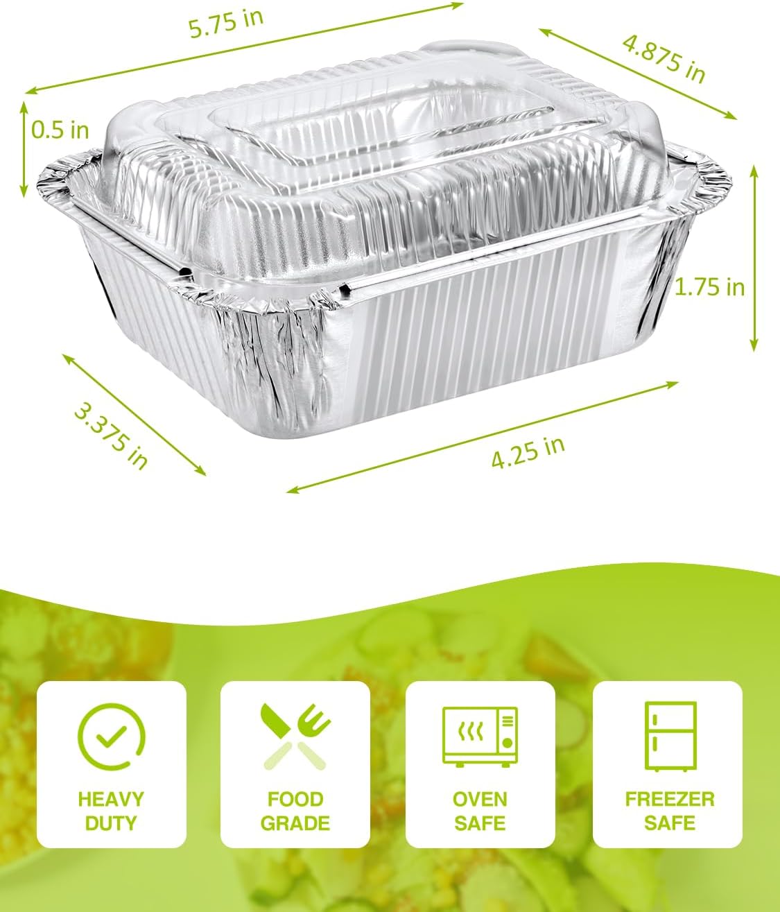 110 Pack 5x4 Disposable Small Aluminum Pans with Dome Lids - 1lb-Mini-Aluminum-Foil-Pans-Tin-Foil-Takeout-Trays-Food-To-Go-Containers-for-Meal-Prep-Cooking-Roasting-Heating-Baking