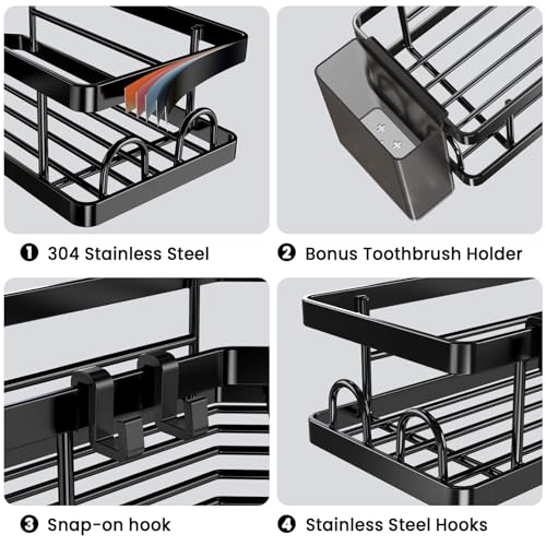 PKBD Corner Shower Caddy,Rustproof Stainless Steel Suction Washroom Accessories