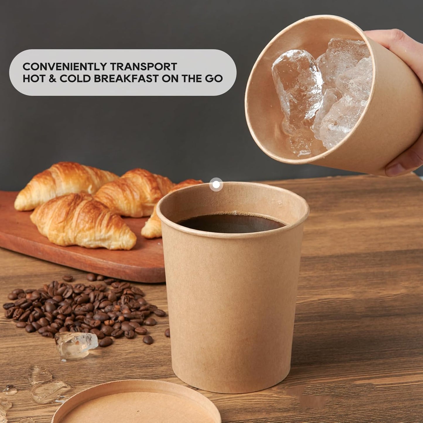 25pack 32oz Paper Soup Containers with Lids, Disposable Paper Food Cups, Ice Cream Cups, Food Storage with Lids, Microwavable and freezer safe