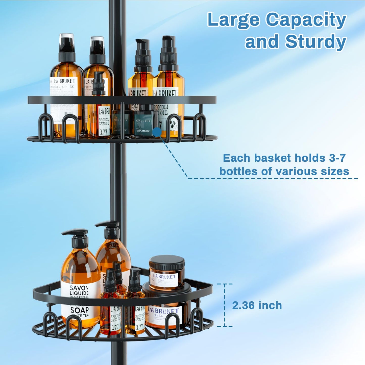 cutefafa Bathroom Storage Shelves Tension Pole
