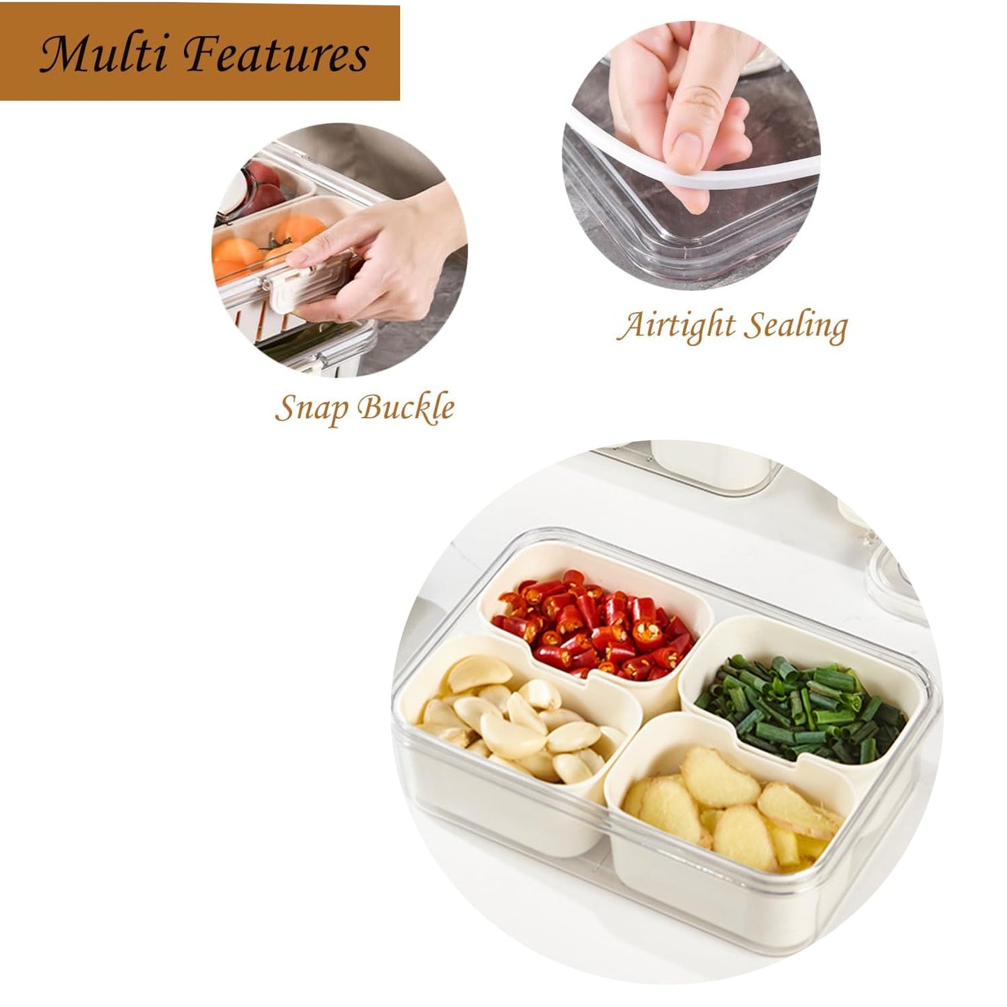 ZEENING Divided Clear Snack Serving Tray with Lid & Handle, Snackle Box Charcuterie Board Container Storage Organizer for Fruit, Candy, Veggie, Nuts & Snacks, Perfect for Party, Travel, & Picnic