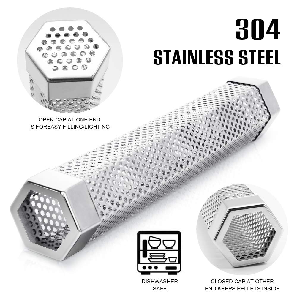 BEWAVE Pellet Smoker Tube for All Grill Electric Gas Charcoal or Smokers