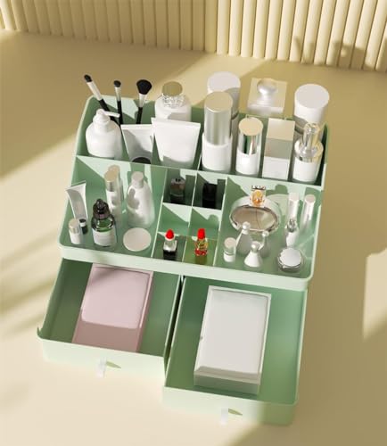 lexvss Makeup Organizer, Cosmetic Desk Storage Box with Drawers Skincare Organizers for Dressing Table, Countertop, Bathroom Counter, Vanity Holder for Brushes, Lotions, Lipstick, Perfume