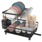 IMMEK Dish Drainers,Large Dish Drying Rack,Double Layer Dish Rack for Kitchen Counter with Drainage Plate,Dish Rack with Tableware Rack and Cup Holder