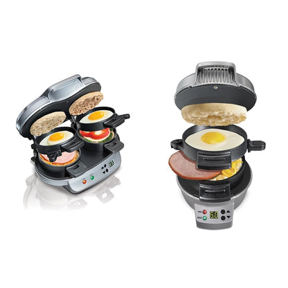 Hamilton-Beach 25478RC Breakfast Sandwich Maker with Timer, Silver, 25478RC, Single w/ Timer
