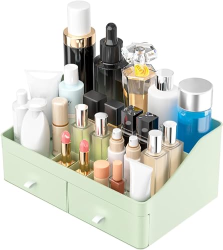 lexvss Makeup Organizer, Cosmetic Desk Storage Box with Drawers Skincare Organizers for Dressing Table, Countertop, Bathroom Counter, Vanity Holder for Brushes, Lotions, Lipstick, Perfume