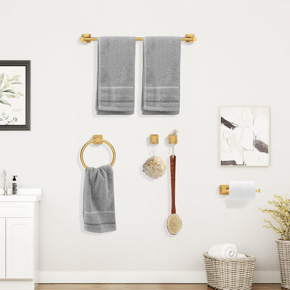 Ntipox 5 Pieces Bathroom Hardware Set Stainless Steel, 23.6 inch Inch Double Towel Bar Set Matte Black,Towel Rack Set,Bathroom Accessories Set
