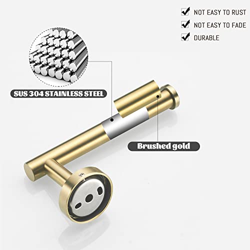 FAIRGIA Toilet Paper Holder Towel Ring Brushed Gold Bathroom Hardware Hand Towel Holder Bathroom Accessories Set Wall Mount Stainless Steel 2 Pieces