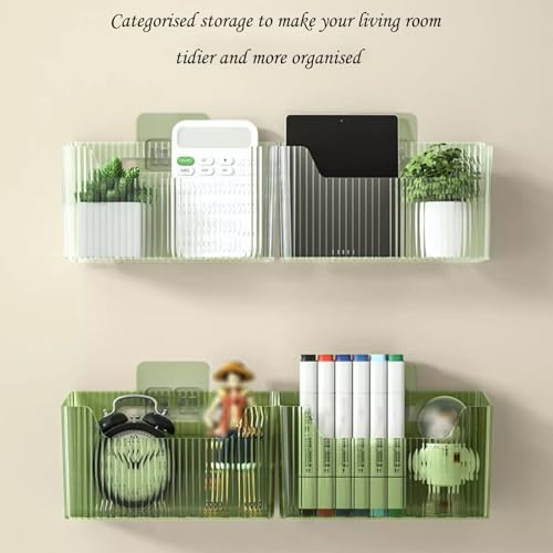 Lae Nuvole Set Of 2 Storage Organizer Bins Wall Mounted Organizer Basket, Shower Caddy Stackable Clear Plastic Makeup Organizer Adhesive Hanging Bin for Bathroom, Kitchen, Cabinet, Pantry, BPA Free