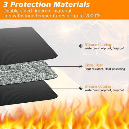 Aogled BBQ mat for Under BBQ Grill Mat for Outdoor Grill Deck Protector 48x30 inches,Double-Sided Fireproof Grill BBQ Floor Mat for Deck,Patio,Fireplace Mat Fire Pit,Reusable Barbeque Grill Mat
