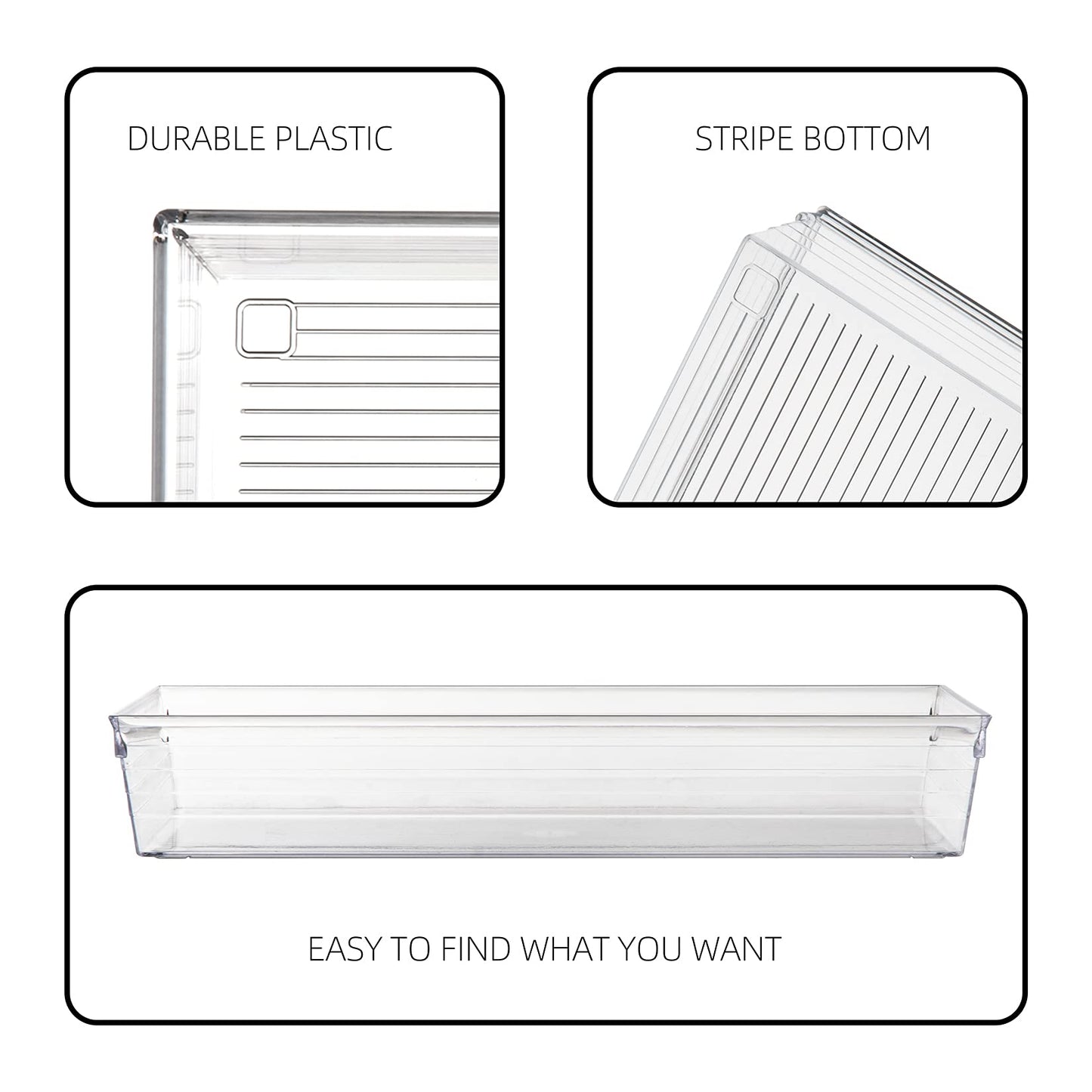 Backerysupply Clear Plastic Drawer Organiser Tray for Vanity Cabinet