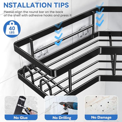 PKBD Corner Shower Caddy,Rustproof Stainless Steel Suction Washroom Accessories