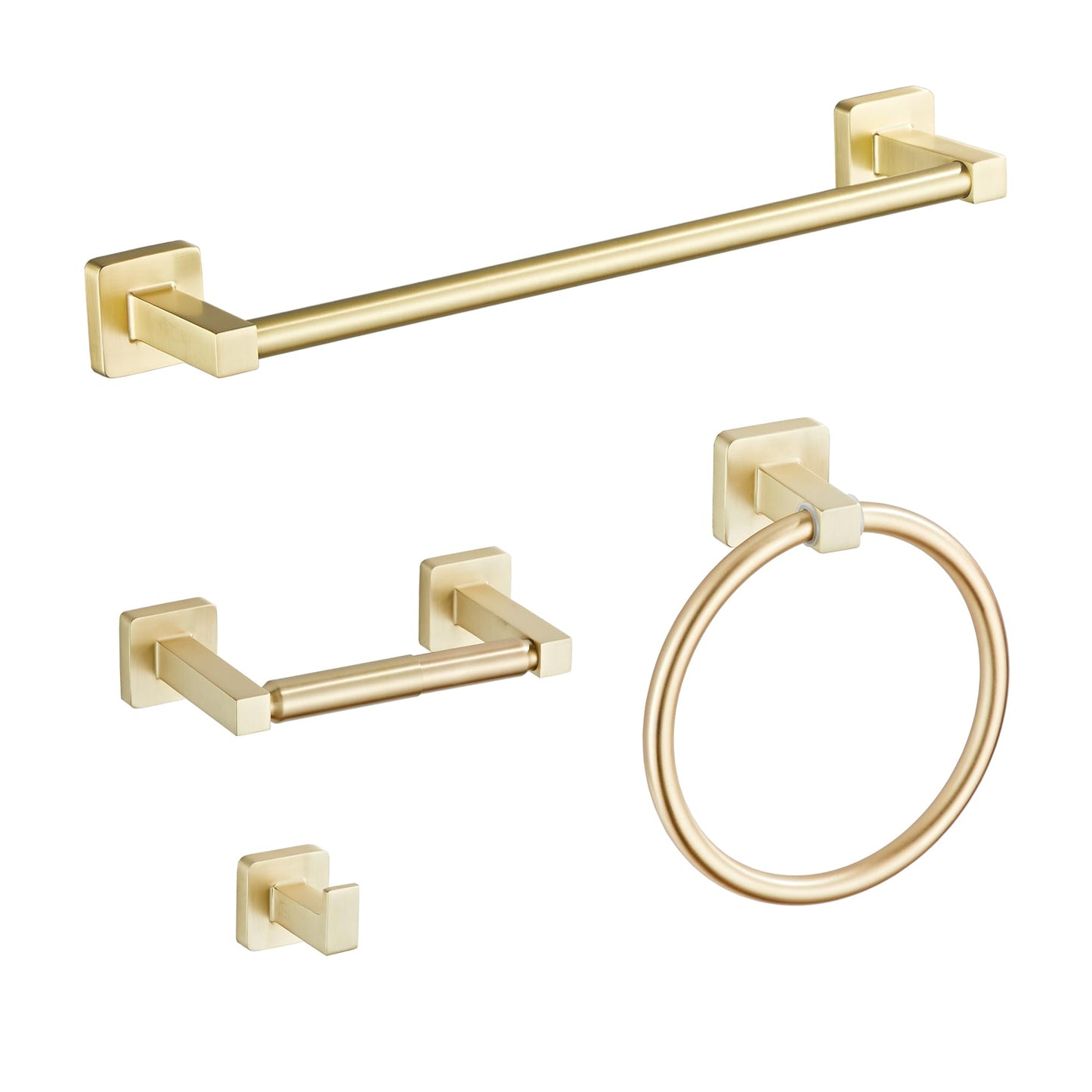 Bathroom Hardware Set 4 Pieces,Towel Bar Set Stainless Steel Wall Mounted, Includes 16In Hand Towel Bar, Towel Ring, Robe Towel Hooks,Toilet Paper Holder, Bathroom Towel Rack Set