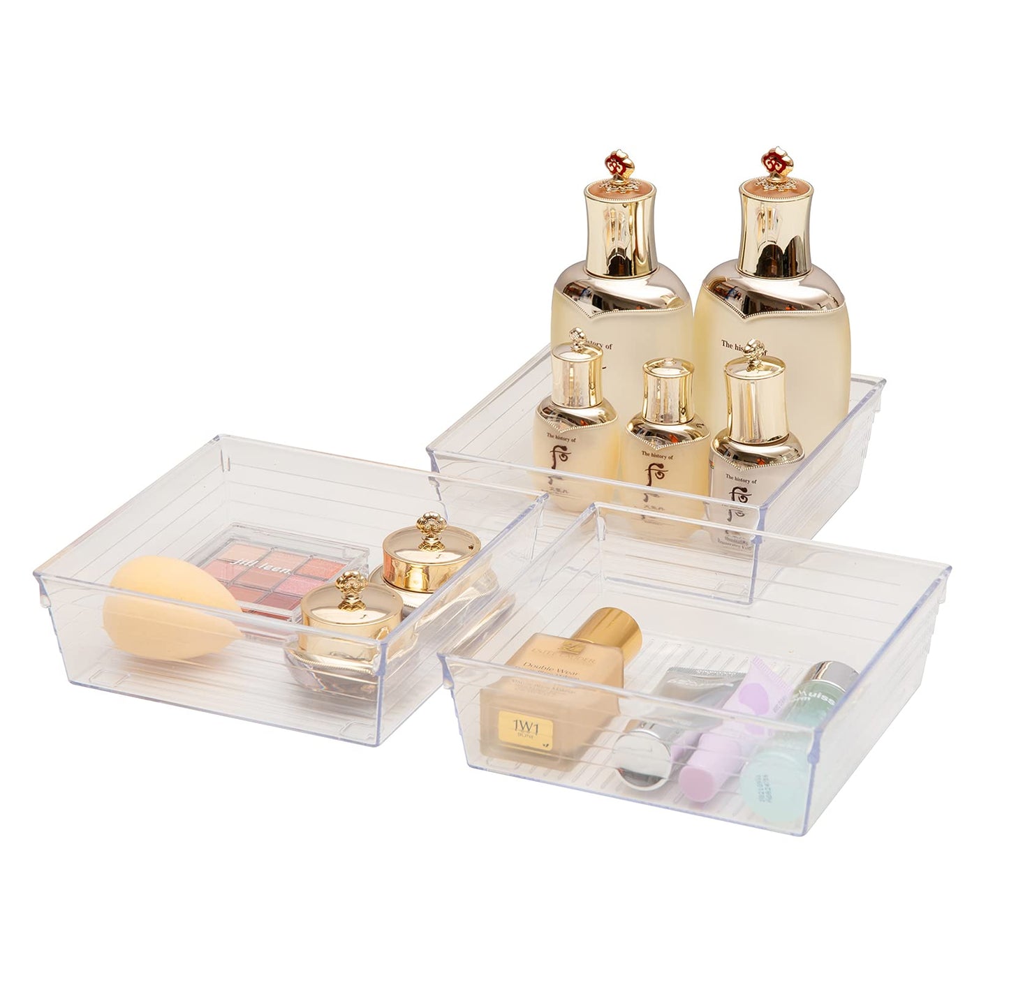 Backerysupply Clear Plastic Drawer Organiser Tray for Vanity Cabinet