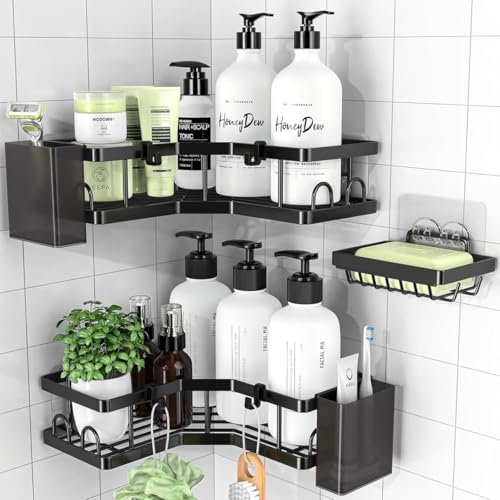 PKBD Corner Shower Caddy,Rustproof Stainless Steel Suction Washroom Accessories