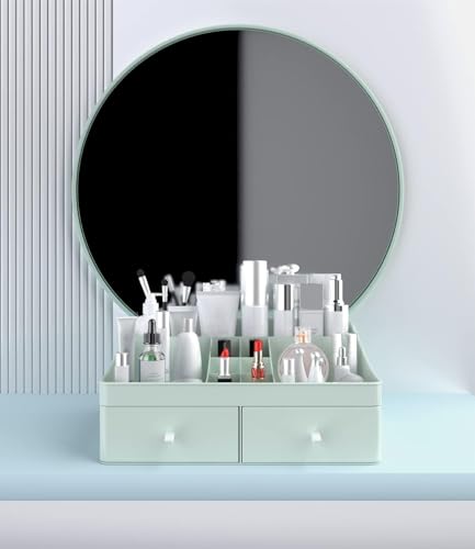 lexvss Makeup Organizer, Cosmetic Desk Storage Box with Drawers Skincare Organizers for Dressing Table, Countertop, Bathroom Counter, Vanity Holder for Brushes, Lotions, Lipstick, Perfume