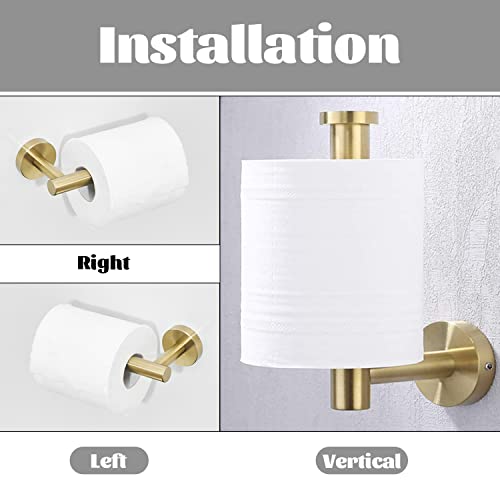 FAIRGIA Toilet Paper Holder Towel Ring Brushed Gold Bathroom Hardware Hand Towel Holder Bathroom Accessories Set Wall Mount Stainless Steel 2 Pieces