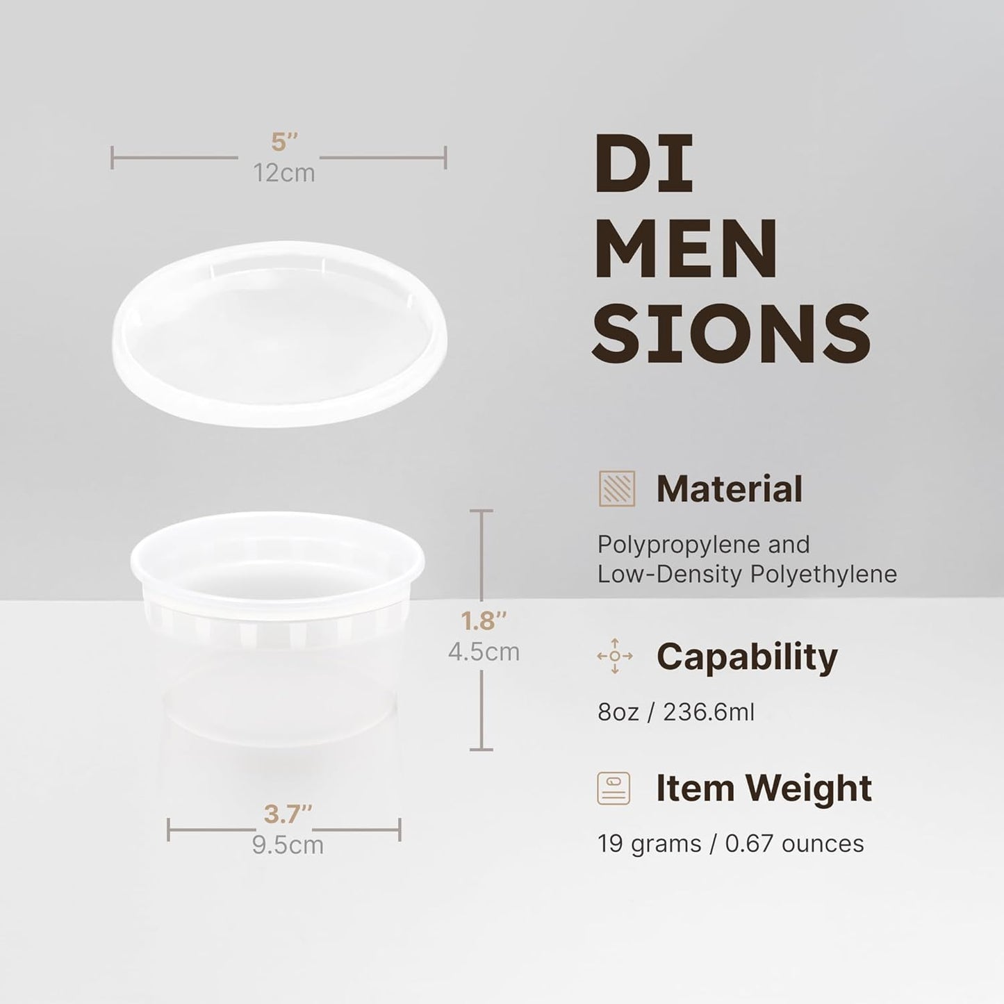 8oz Deli Containers with Lids – 12 Airtight Food Storage Containers with Lids – Reusable Plastic Containers for Leftovers, Meal Prep and Kitchen Storage – Dishwasher and Microwave Safe – 12 Pcs, 8oz