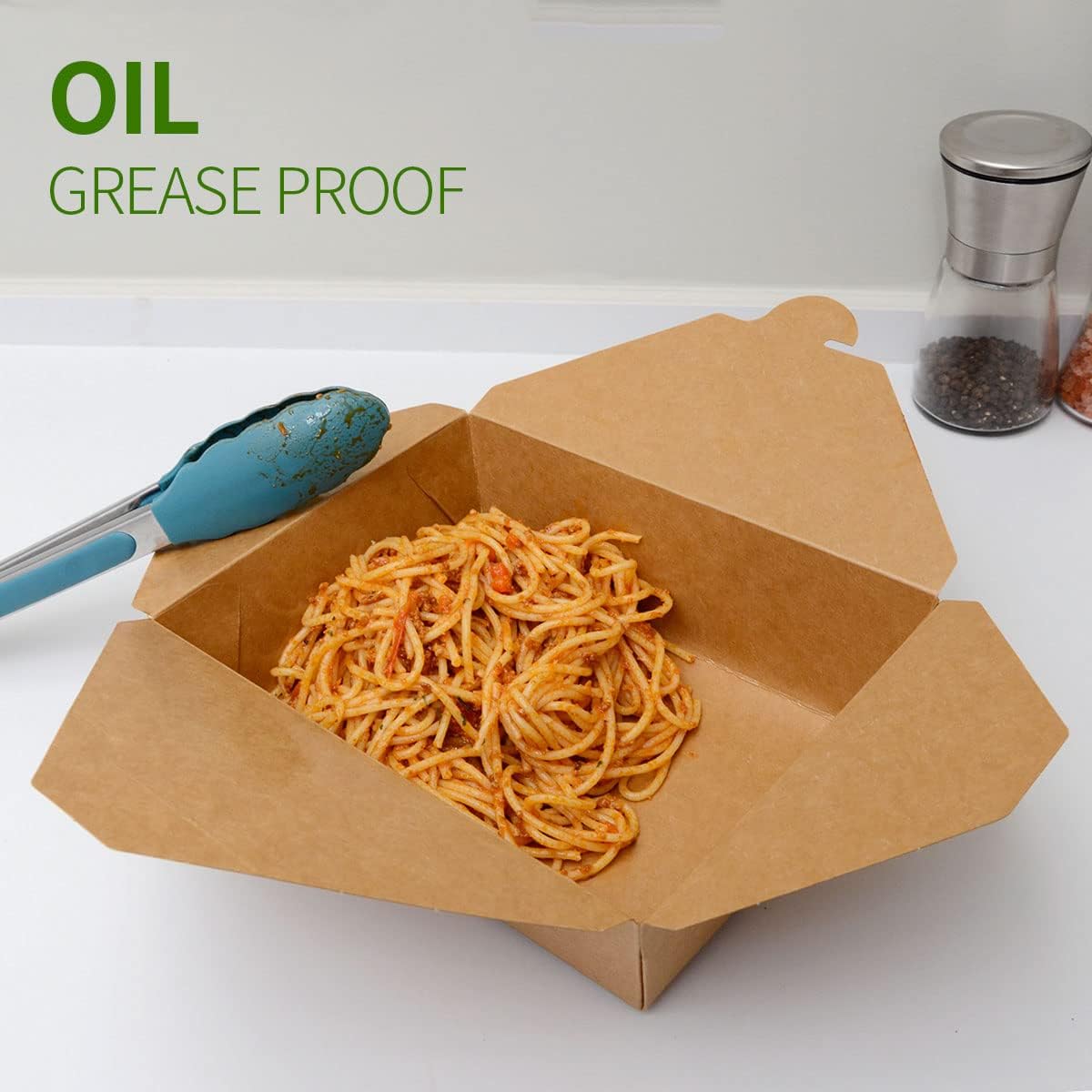 50 Pack 70 oz Large Take Out Food Containers - Heavy Duty Microwavable Kraft Brown Paper To Go Box #3 - Grease Resist Paper Lunch Box Cardboard Take Out Box for Restaurant, Household, Party