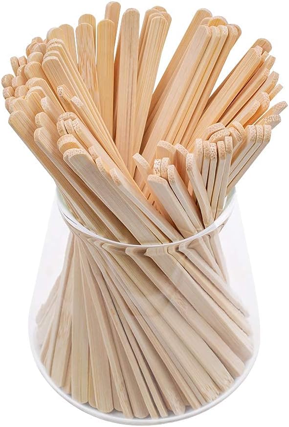 Pack 100 5.5-Inch Bamboo Coffee Stirrers, Disposable Beverage Stirrers Sticks Eco Friendly Biodegradable Stir Sticks for Tea,Hot or Cold Beverages