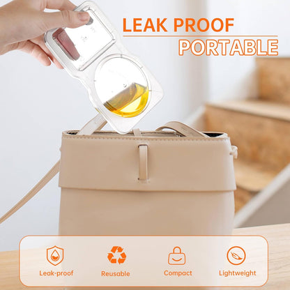 Double Compartment Condiment Containers with Lid, Transparent Small Plastic Dipping Containers for Condiments or Dips, Sauce Snack, Salad Dressing, Sampling, Travel Snack