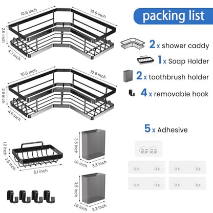 PKBD Corner Shower Caddy,Rustproof Stainless Steel Suction Washroom Accessories