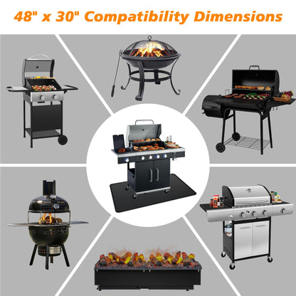 Aogled BBQ mat for Under BBQ Grill Mat for Outdoor Grill Deck Protector 48x30 inches,Double-Sided Fireproof Grill BBQ Floor Mat for Deck,Patio,Fireplace Mat Fire Pit,Reusable Barbeque Grill Mat