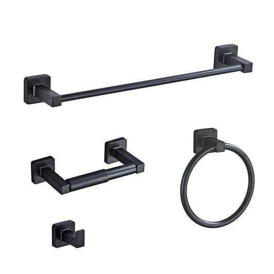 Bathroom Hardware Set 4 Pieces,Towel Bar Set Stainless Steel Wall Mounted, Includes 16In Hand Towel Bar, Towel Ring, Robe Towel Hooks,Toilet Paper Holder, Bathroom Towel Rack Set