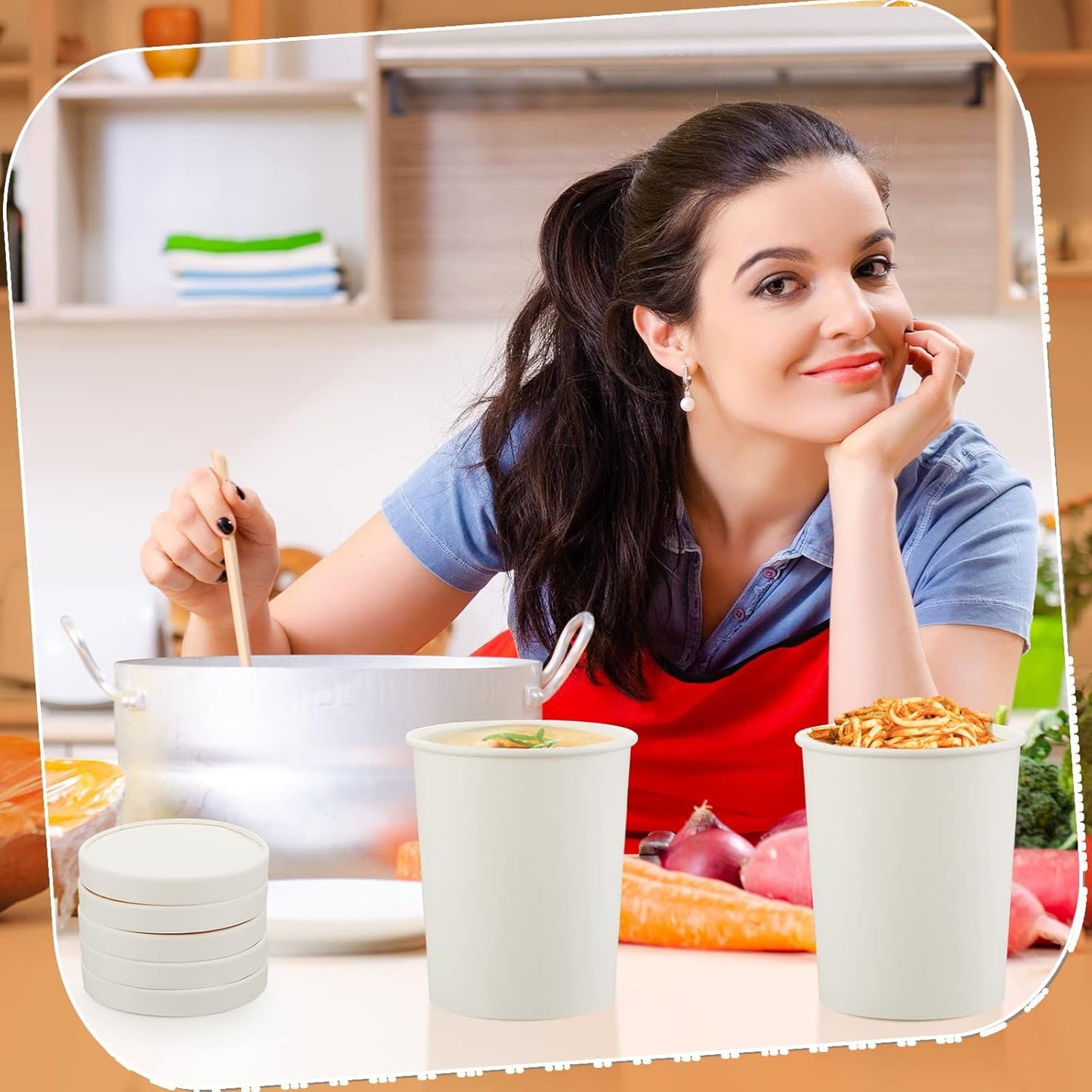 50 Pack 32 oz Paper Soup Containers with Lid Disposable Kraft Soup Food Bowl Microwavable Food Storage Ice Cream Containers Nice for Restaurants (White)