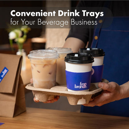 Brands 4 Cup Disposable Drink Carrier Trays, 45 Pack Compostable Pulp Fiber Cup Holder for 8-32 oz Cup, Durable to Go Coffee Cup Holders for Delivery Service, Uber Eats
