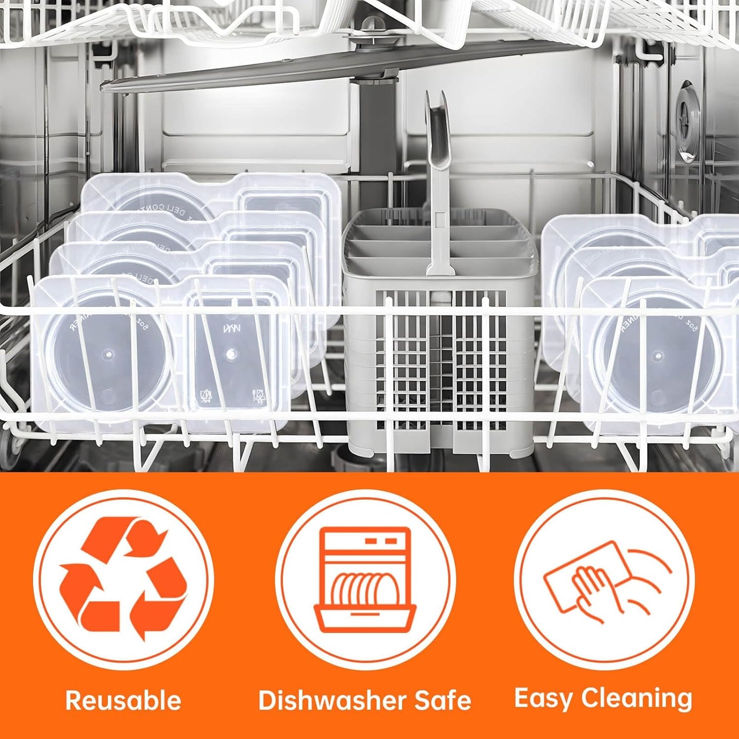 Double Compartment Condiment Containers with Lid, Transparent Small Plastic Dipping Containers for Condiments or Dips, Sauce Snack, Salad Dressing, Sampling, Travel Snack