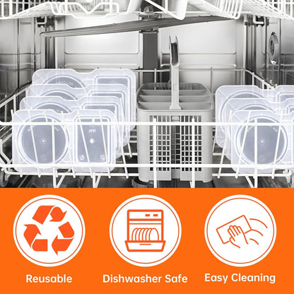 Double Compartment Condiment Containers with Lid, Transparent Small Plastic Dipping Containers for Condiments or Dips, Sauce Snack, Salad Dressing, Sampling, Travel Snack