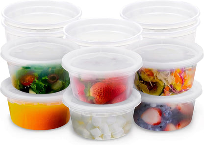 8oz Deli Containers with Lids – 12 Airtight Food Storage Containers with Lids – Reusable Plastic Containers for Leftovers, Meal Prep and Kitchen Storage – Dishwasher and Microwave Safe – 12 Pcs, 8oz