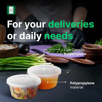 8oz Deli Containers with Lids – 12 Airtight Food Storage Containers with Lids – Reusable Plastic Containers for Leftovers, Meal Prep and Kitchen Storage – Dishwasher and Microwave Safe – 12 Pcs, 8oz