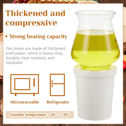 50 Pack 32 oz Paper Soup Containers with Lid Disposable Kraft Soup Food Bowl Microwavable Food Storage Ice Cream Containers Nice for Restaurants (White)