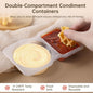 Double Compartment Condiment Containers with Lid, Transparent Small Plastic Dipping Containers for Condiments or Dips, Sauce Snack, Salad Dressing, Sampling, Travel Snack