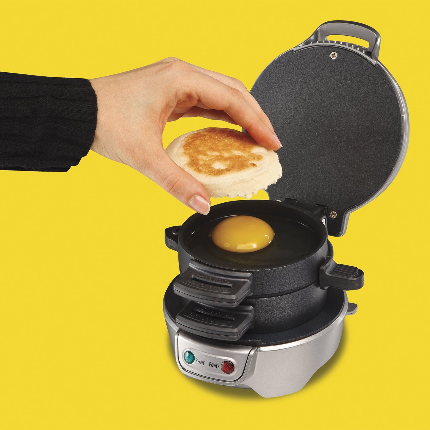 Hamilton-Beach 25478RC Breakfast Sandwich Maker with Timer, Silver, 25478RC, Single w/ Timer