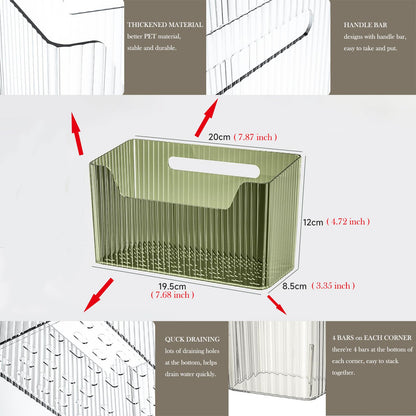 Lae Nuvole Set Of 2 Storage Organizer Bins Wall Mounted Organizer Basket, Shower Caddy Stackable Clear Plastic Makeup Organizer Adhesive Hanging Bin for Bathroom, Kitchen, Cabinet, Pantry, BPA Free