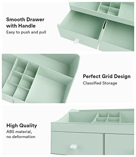 lexvss Makeup Organizer, Cosmetic Desk Storage Box with Drawers Skincare Organizers for Dressing Table, Countertop, Bathroom Counter, Vanity Holder for Brushes, Lotions, Lipstick, Perfume