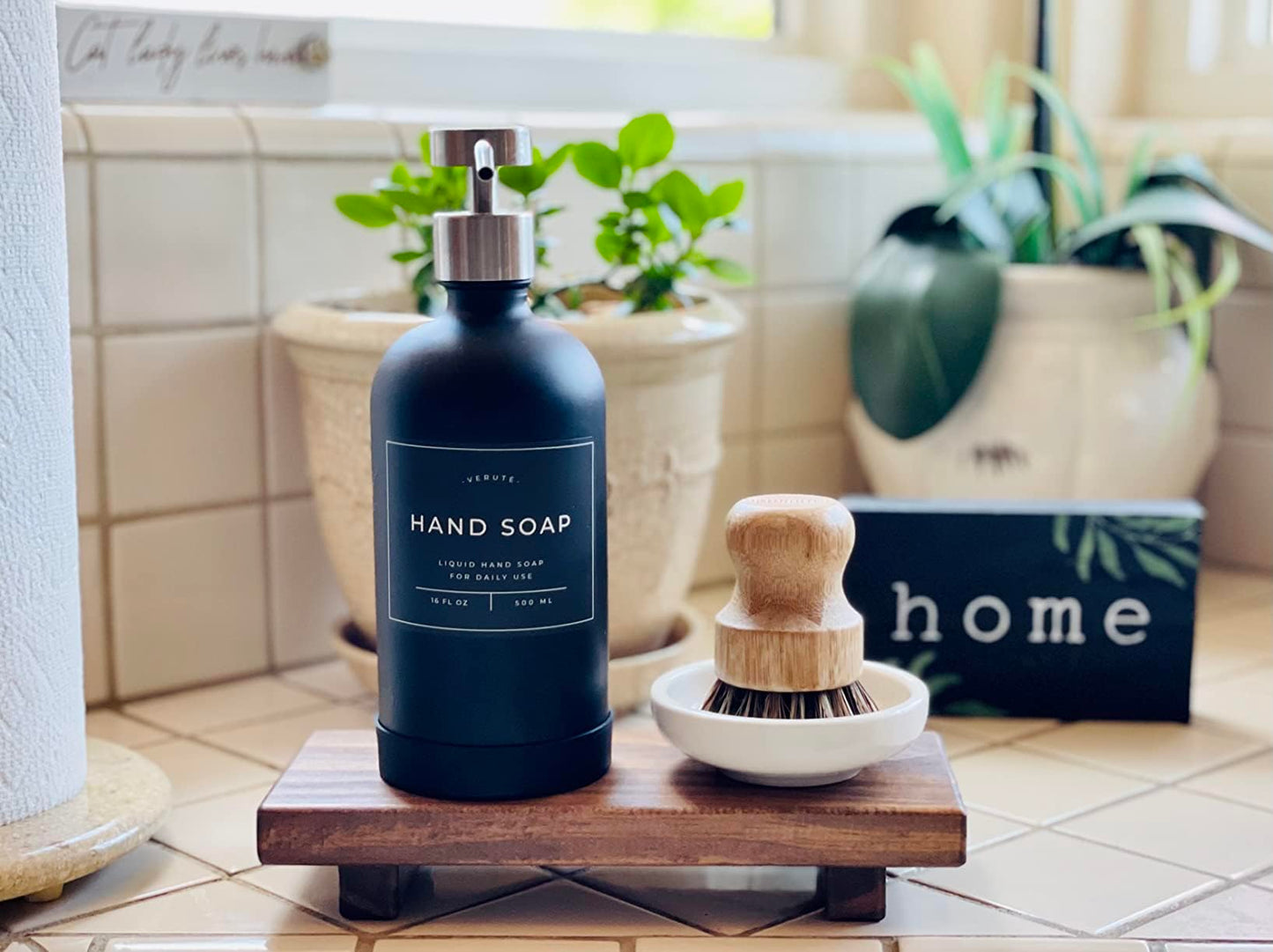 Wood Pedestal Soap Stand, Farmhouse Wood Riser, Soap Dish Holder Decor for Bathroom Kitchen, Soap Tray, Rustic Candle Plant Holder, Counter Decor, Modern Display Bottles Decorative…