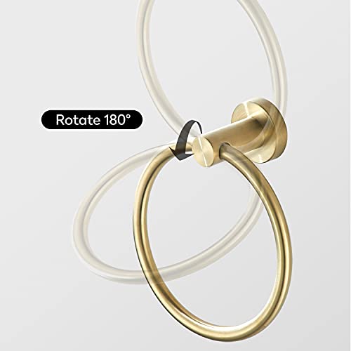 FAIRGIA Toilet Paper Holder Towel Ring Brushed Gold Bathroom Hardware Hand Towel Holder Bathroom Accessories Set Wall Mount Stainless Steel 2 Pieces