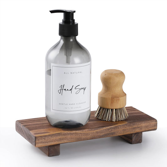 Wood Pedestal Soap Stand, Farmhouse Wood Riser, Soap Dish Holder Decor for Bathroom Kitchen, Soap Tray, Rustic Candle Plant Holder, Counter Decor, Modern Display Bottles Decorative…