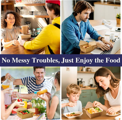 50 Pack 27 oz Take Out Food Containers, Kraft Brown Take Out Boxes Leak Grease Resistant and Stackable for Restaurants, Homes, Offices, Picnics