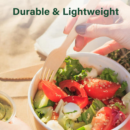 Disposable Cutlery Set, 200Pcs Wooden Compostable Utensils (100 Forks, 50 Spoons, 50 Knives) Eco-Friendly Forks And Spoons Silverware