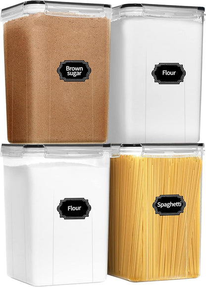 Extra Large Tall Food Storage Containers with Lids - 6.5L , 4PCS Leak-Proof Kitchen Pantry Organizers and Storage Containers Set for Cereal, Flour, and Baking Supplies
